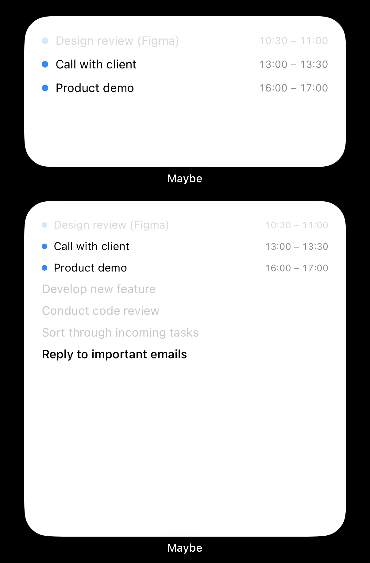 New calendar and task widgets on the smartphone home screen
