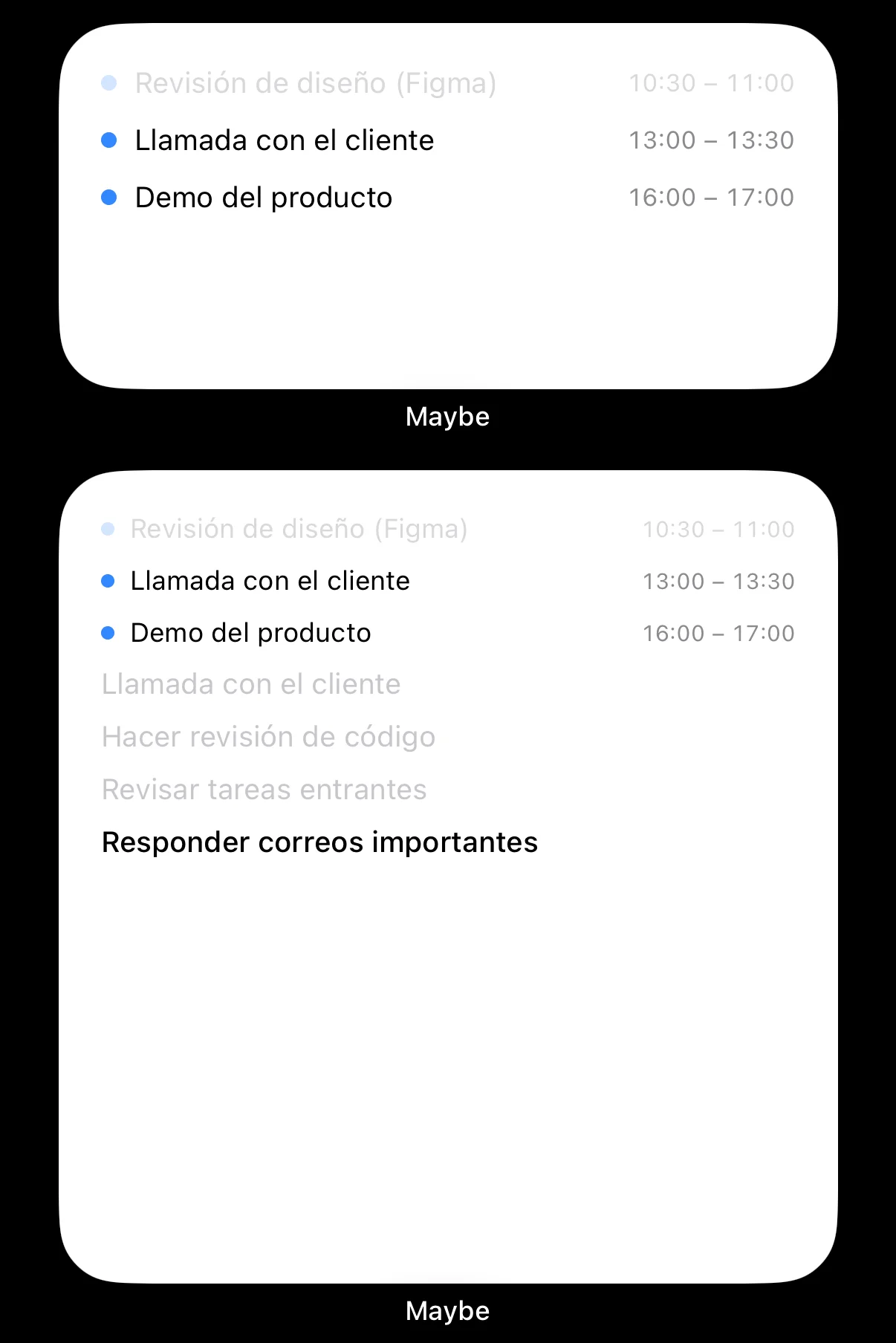 Nuevos widgets de calendario y tareas en la pantalla de inicio del smartphone